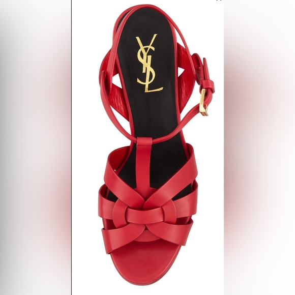 Yves Saint Laurent Shoes - Saint Laurent Paris
Saint Laurent Red Leather Tribute Platform Ankle Strap